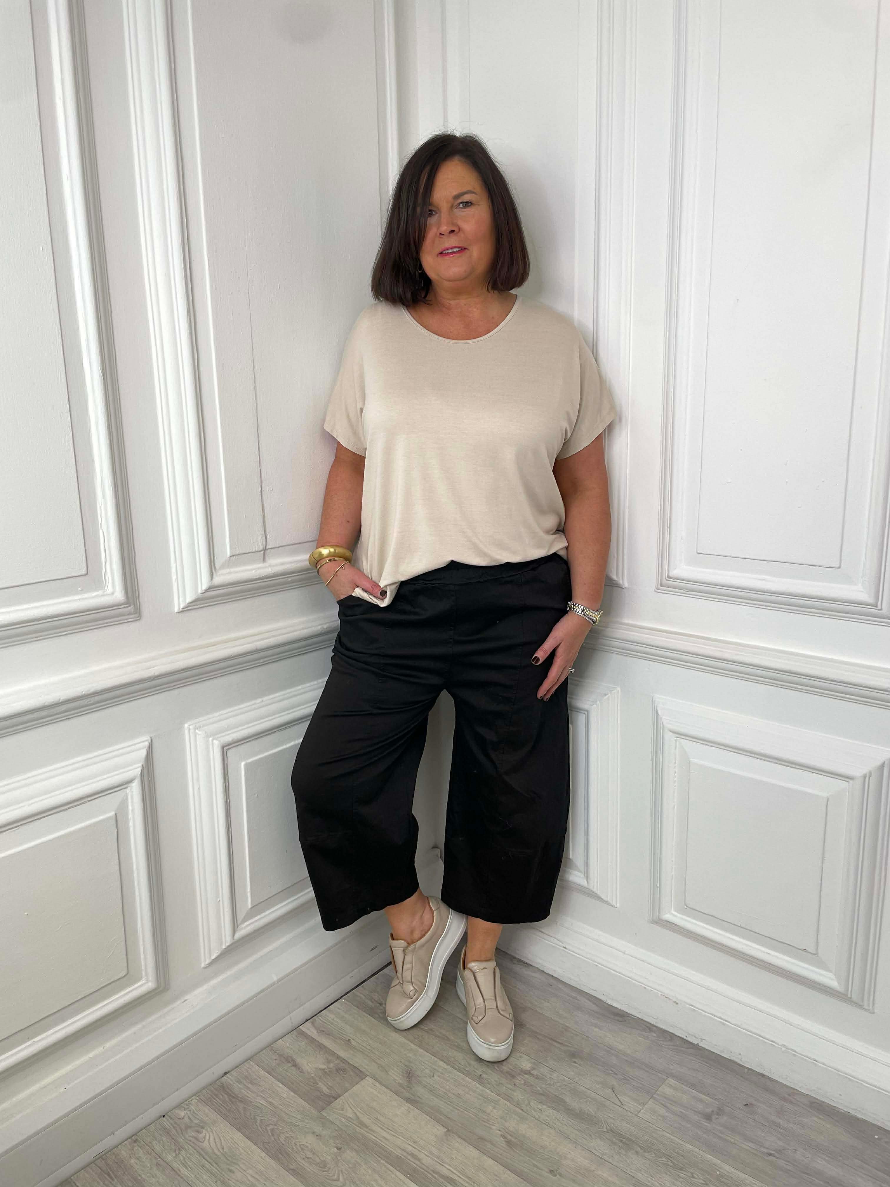 Cotton Barrel Trousers - Espresso