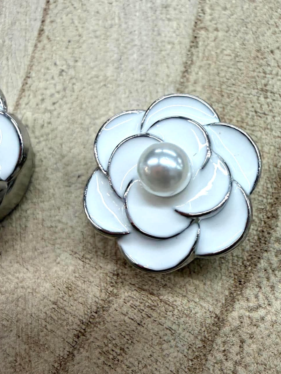 Rose & Pearl Button Covers - Ivory