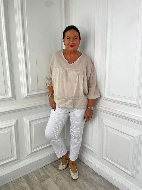 Cotton Smock Top - Stone