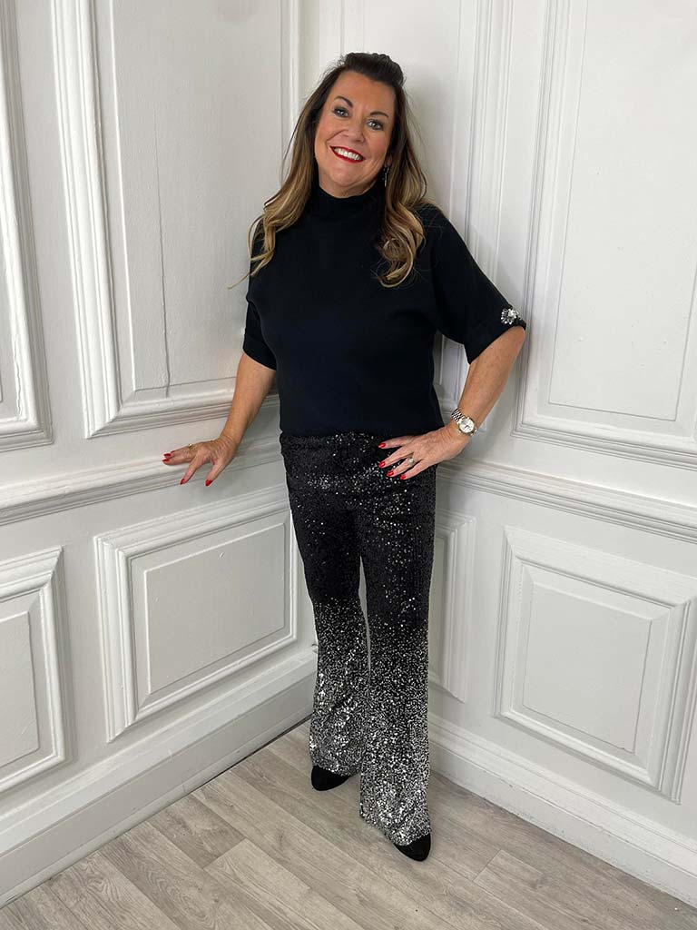 Ombré Sequin Flared Trousers