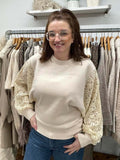 Sequin Lace Sleeve Knit - Vanilla