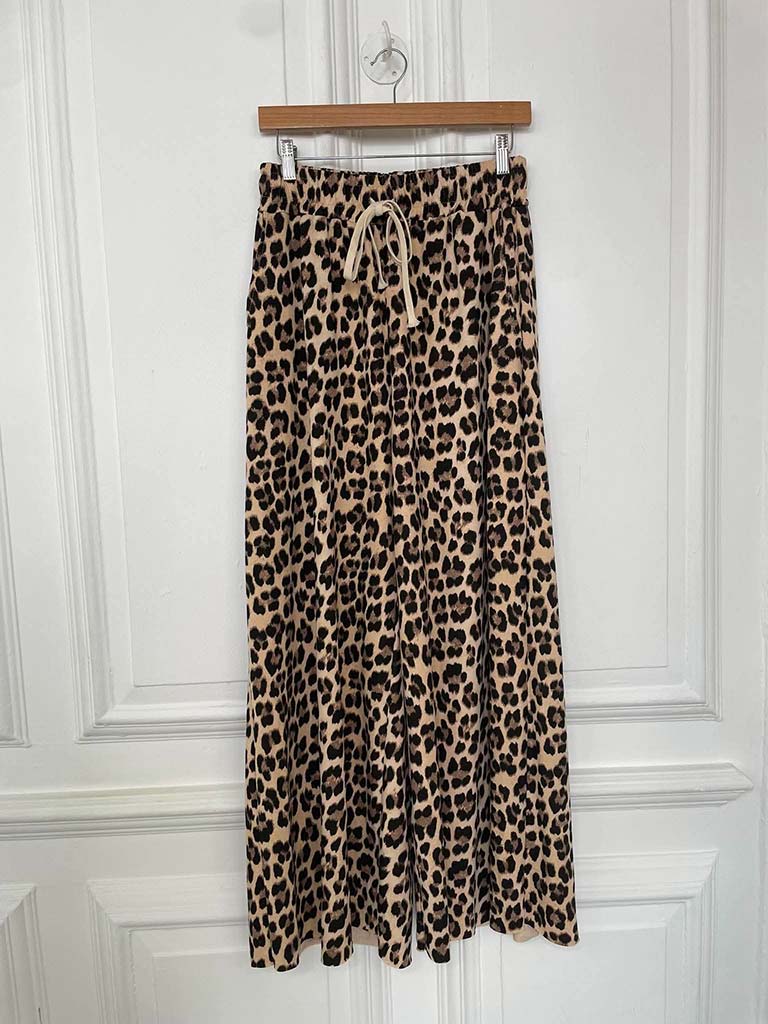 Wide Leg Leopard Print Joggers