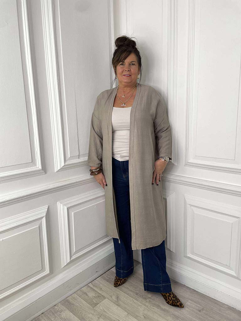 Longline Kimono Jacket - Mocha