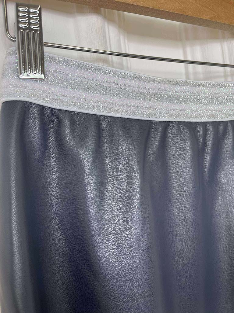 Malissa J Faux Leather A-Line Skirt - Navy