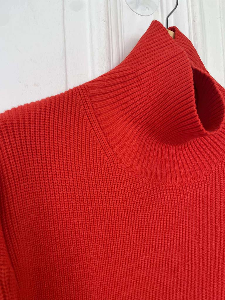 Malissa J High Neck Ribbed Knit - Scarlet