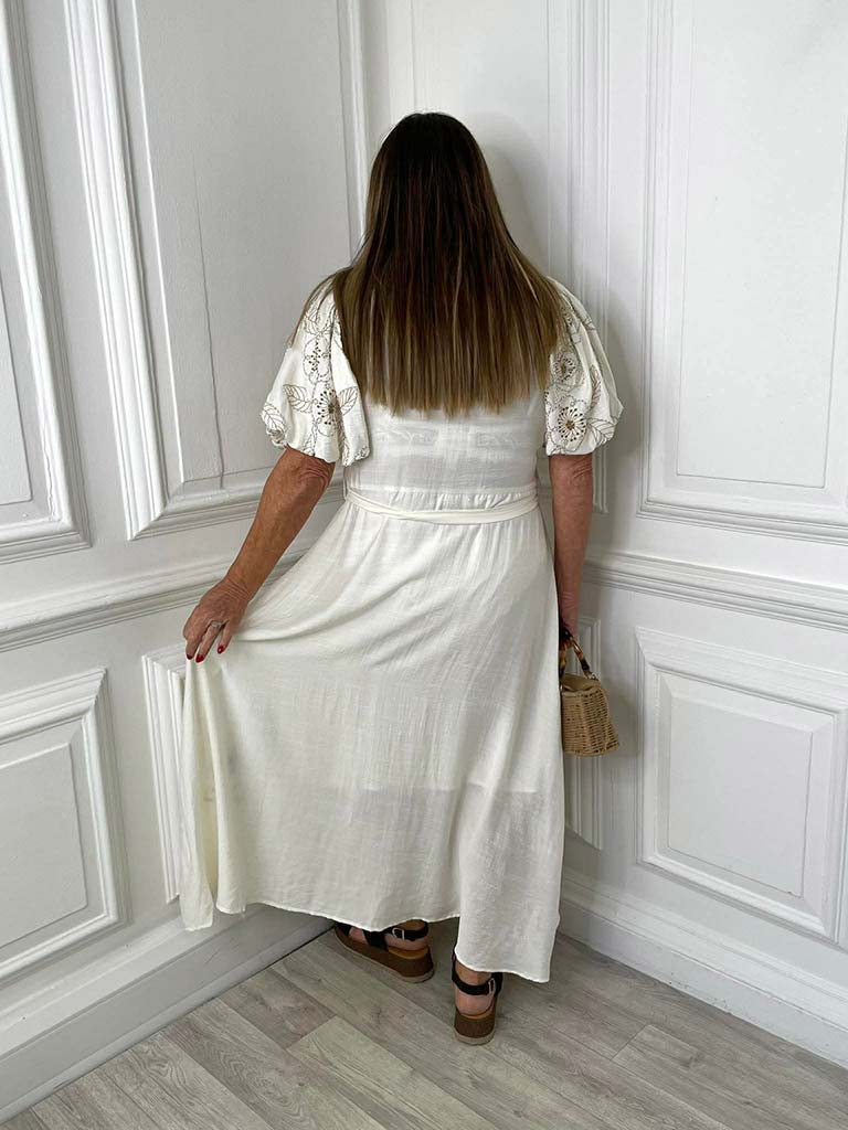 Puff Sleeve Stitched Dress