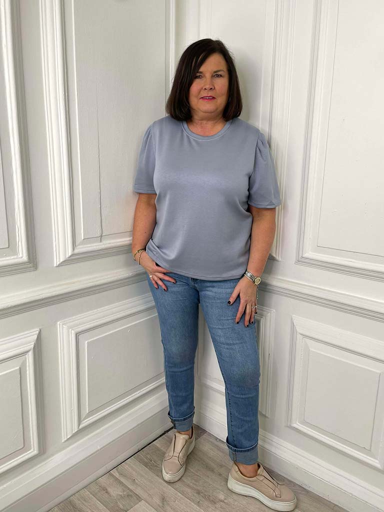 Malissa J Puff Sleeve Luxe Tee - Blue