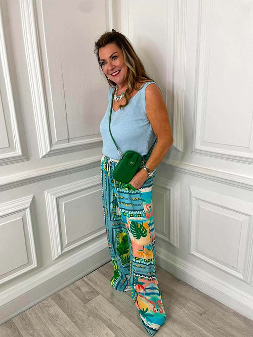 Kitsch Patterned Palazzos - Island Escape