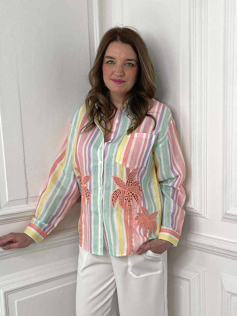 Pastel Rainbow Palm Shirt