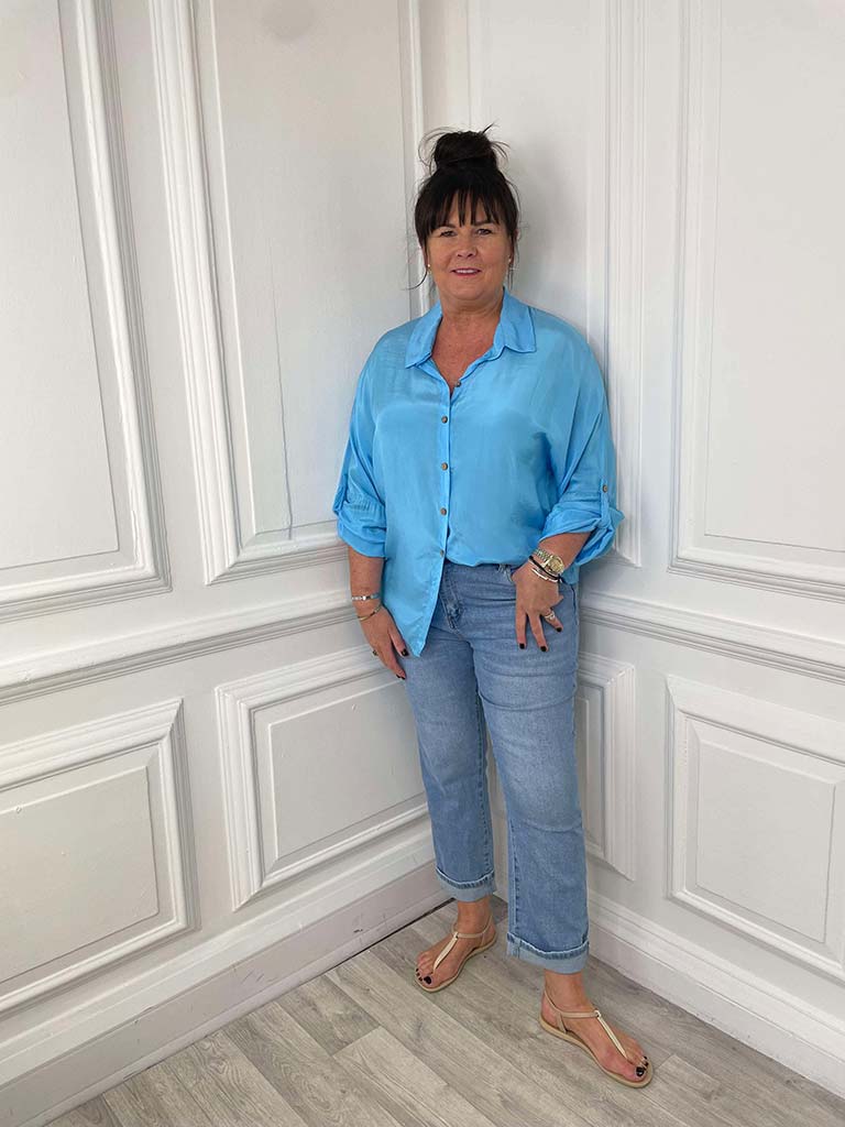 Silk Feel Classic Shirt - Azure
