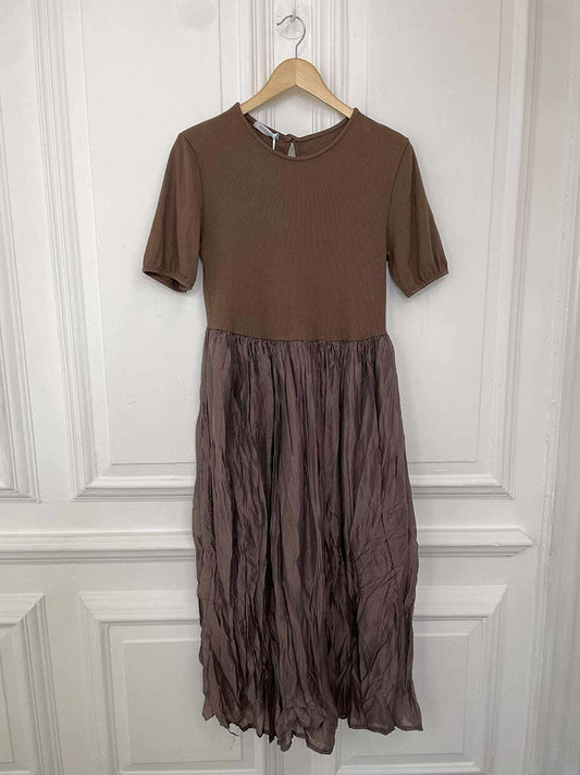 Crinkle T-Shirt Dress - Chocolate