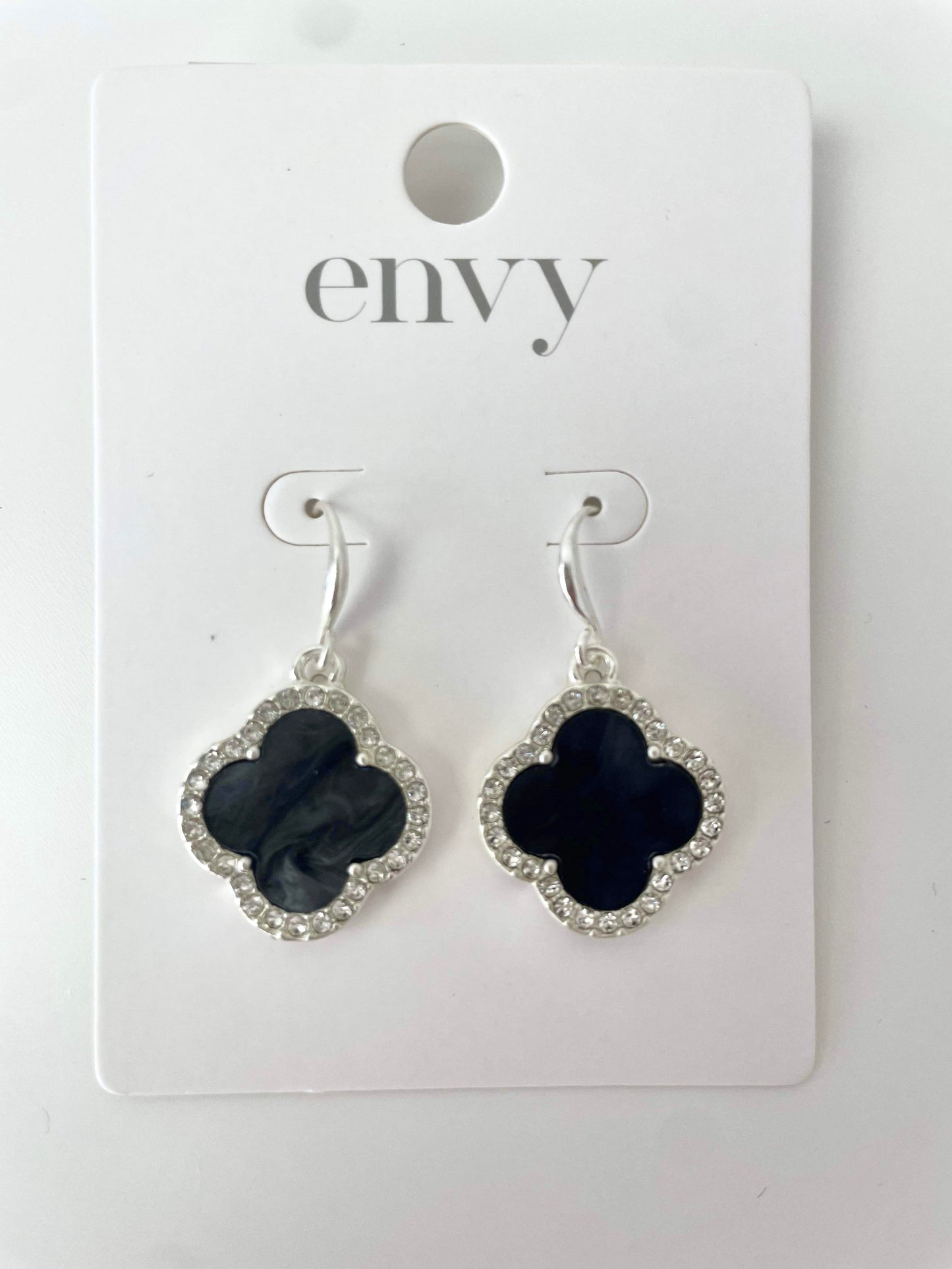 Envy Chunky Alhambra Embellished Drop Earrings - Silver & Grey