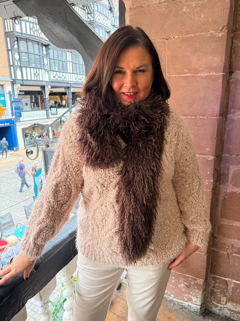 Malissa J Mongolian Scarf - Chocolate