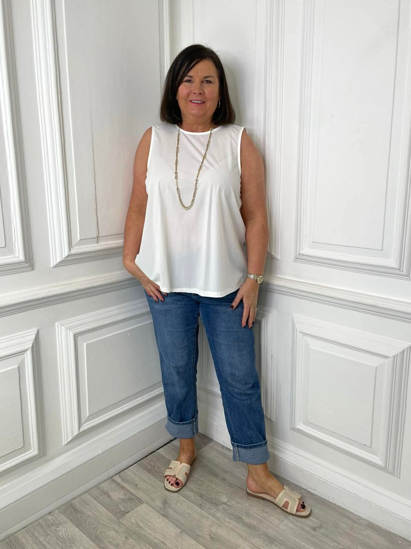 Tie Back Swing Vest - White