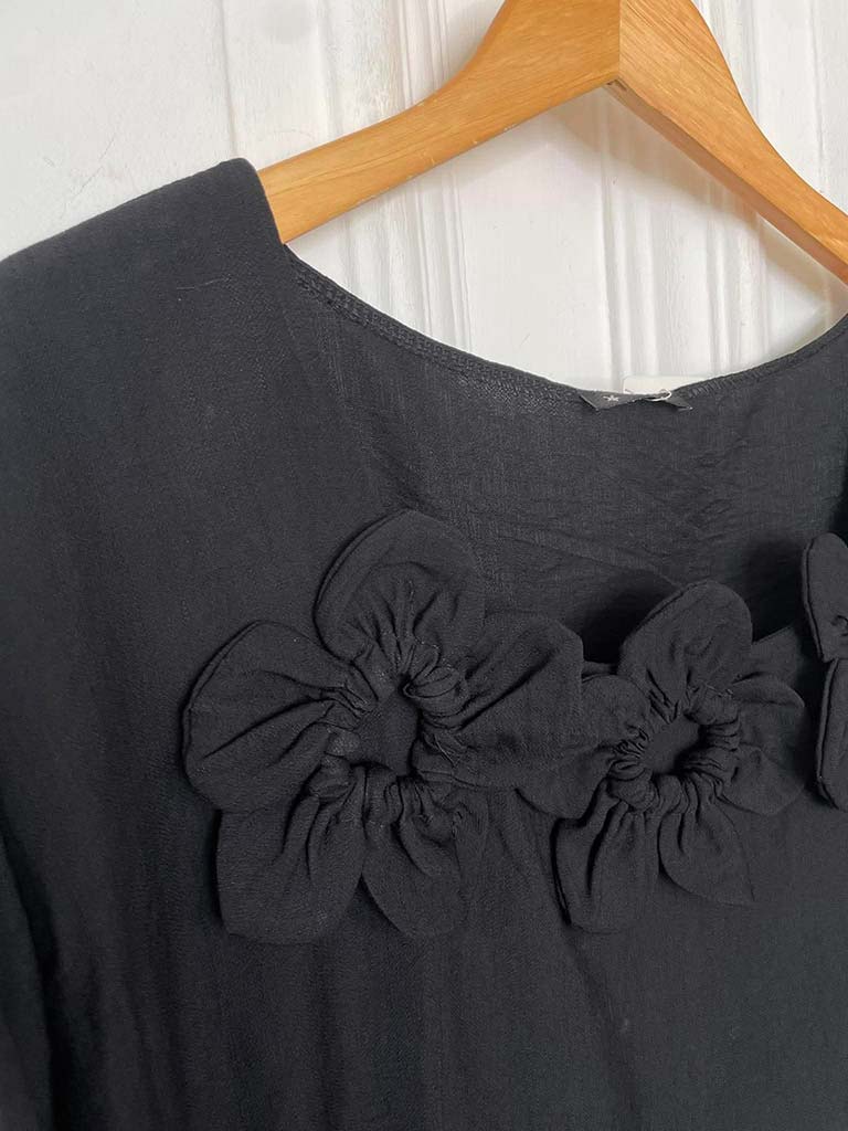 Flower Applique Co-ord - Black