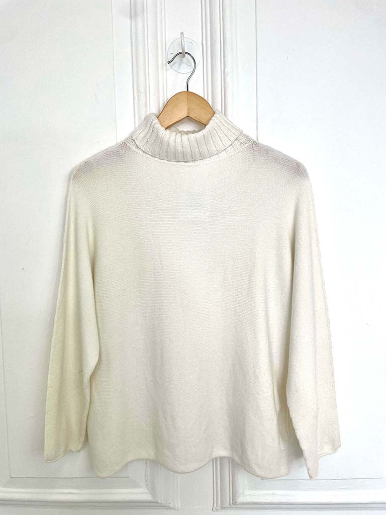 Rib Neck Polo Knit - Warm White