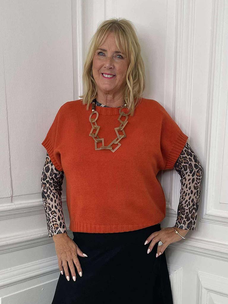 Leopard Mesh Layering Top - Natural