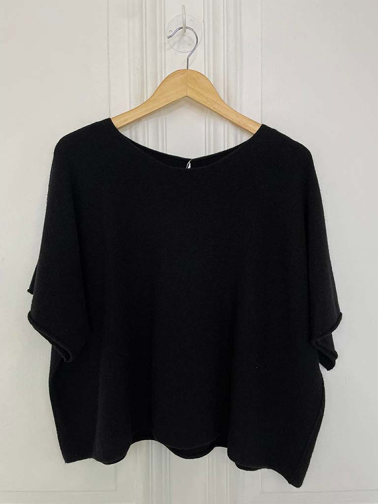 Boxy Drop Shoulder Knit - Black