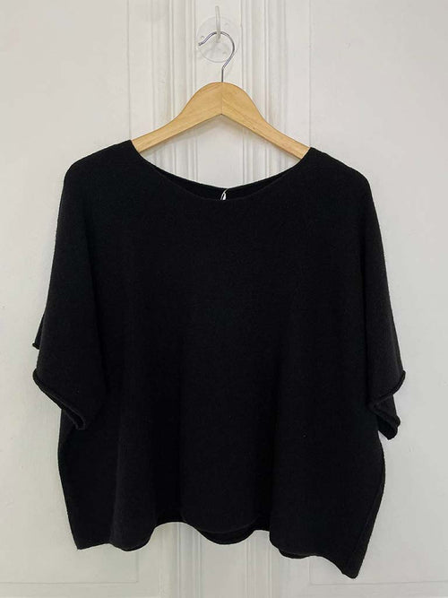 Boxy Drop Shoulder Knit - Black