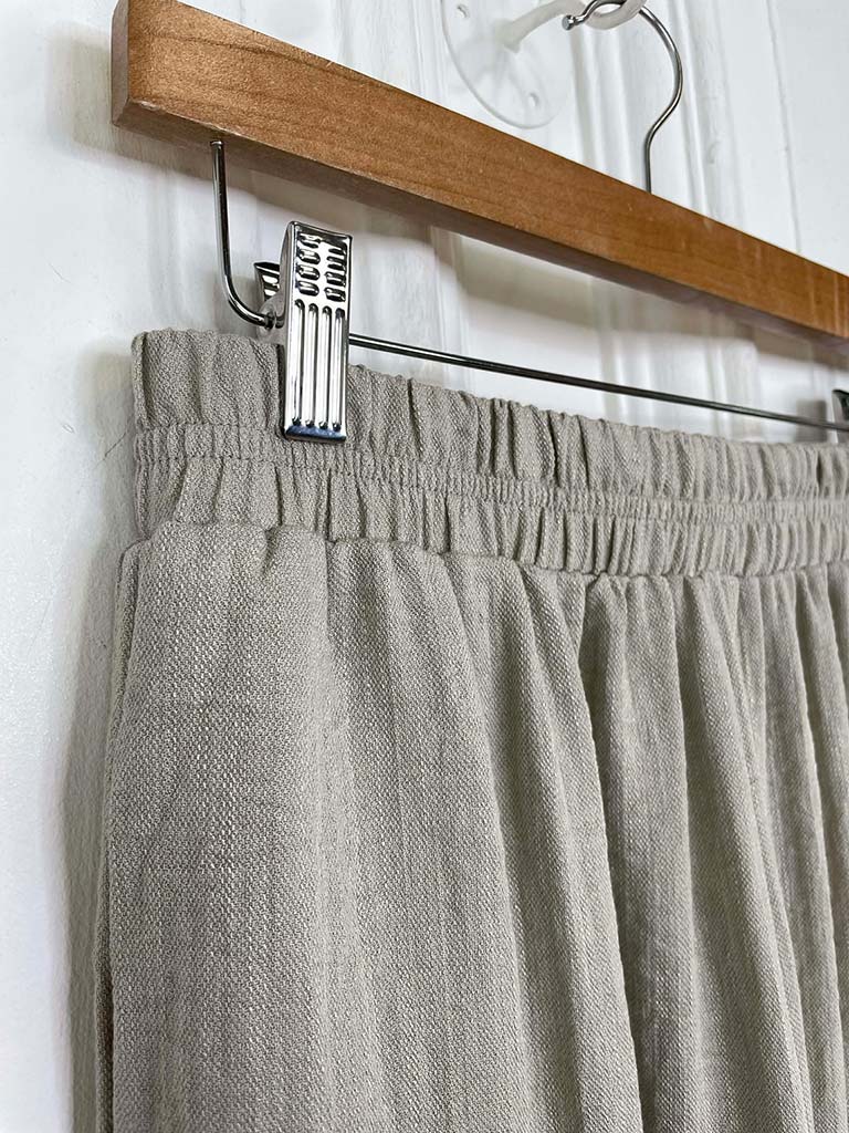 Wide Leg Woven Trousers - Parchment