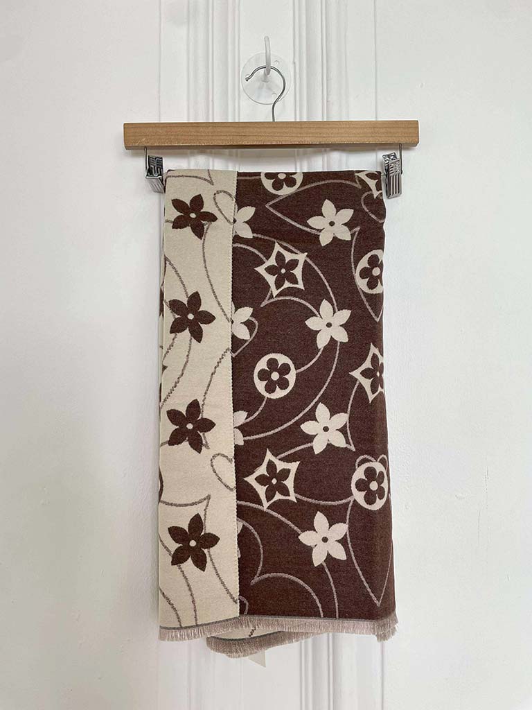 Malissa J Flower Logo Scarf - Brown