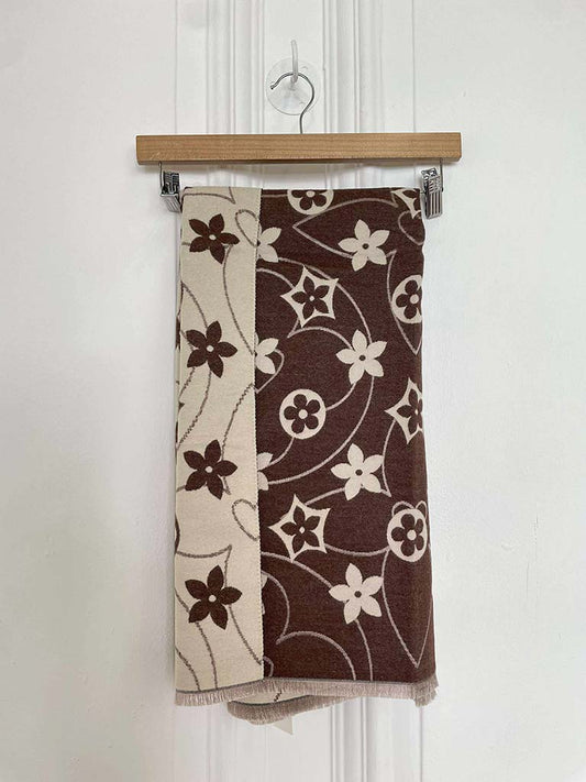 Malissa J Flower Logo Scarf - Brown