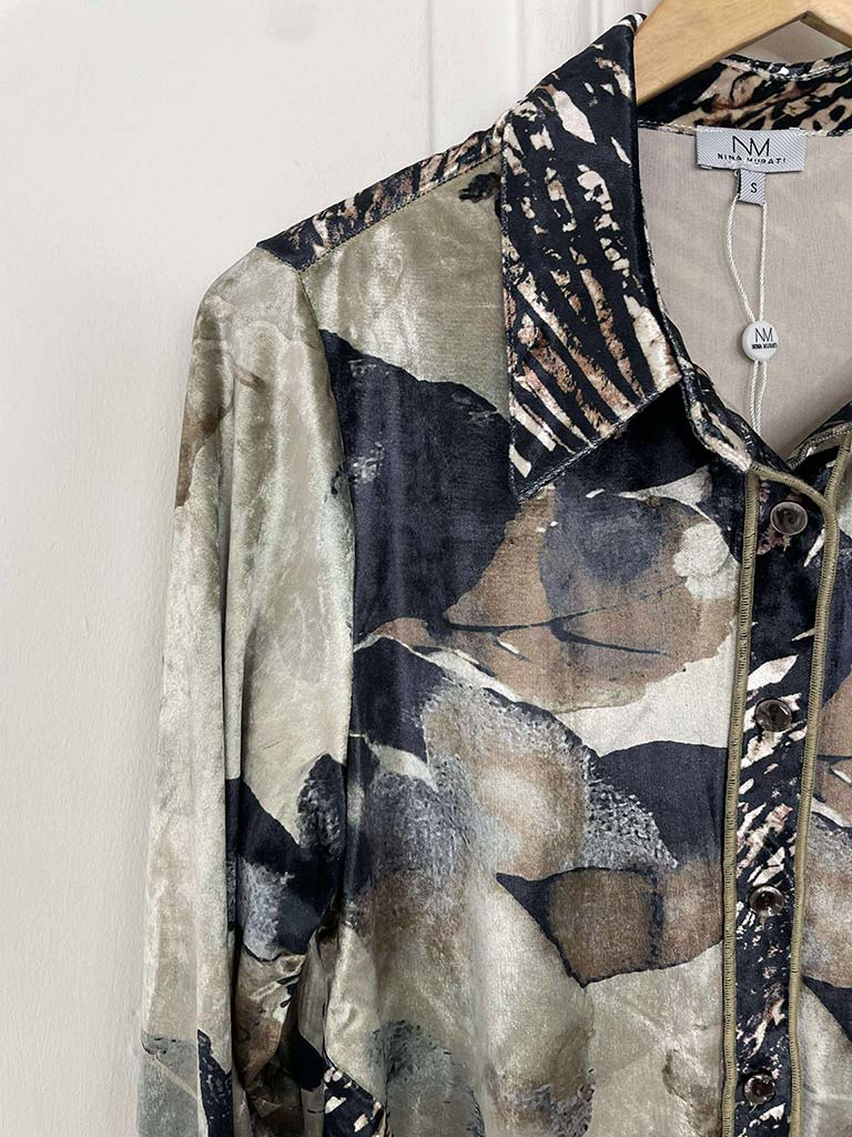 Floral & Animal Print Velvet Shirt