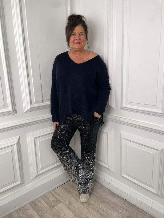 Ombré Sequin Flared Trousers