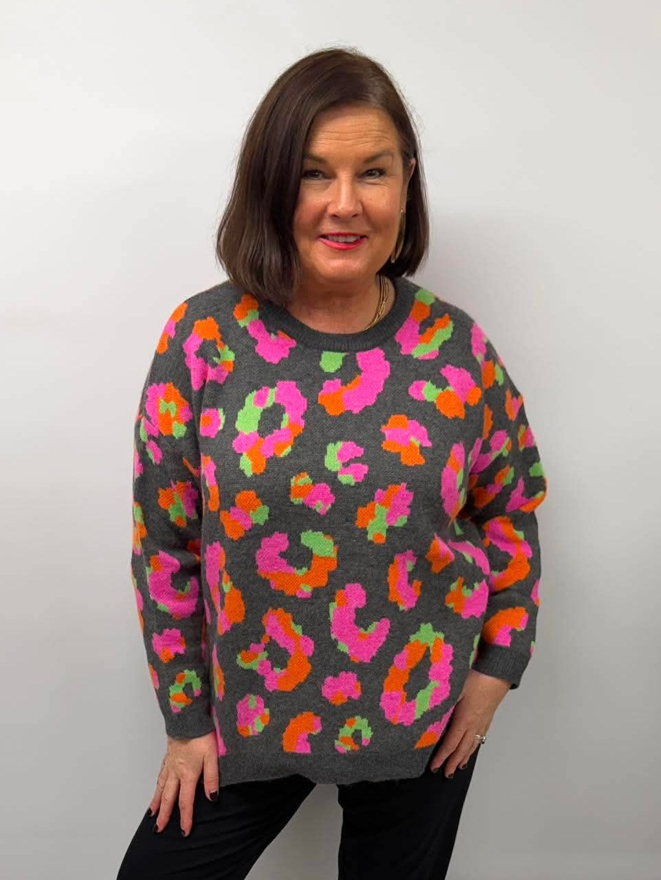 Malissa J Leopard Knit - Grey