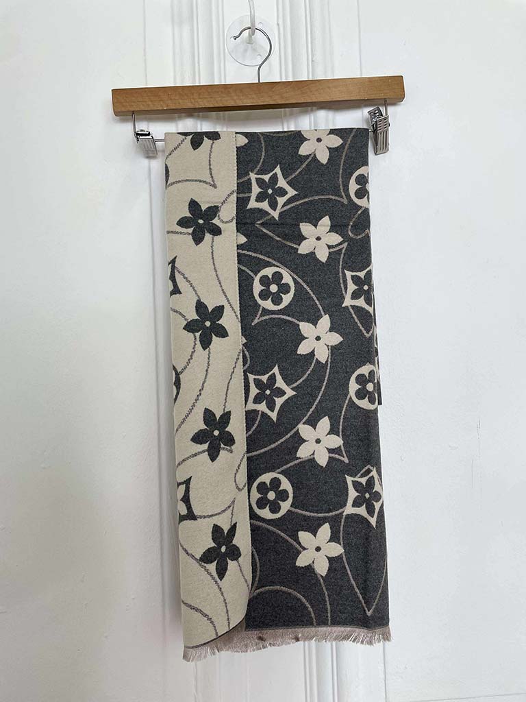 Malissa J Flower Logo Scarf - Grey