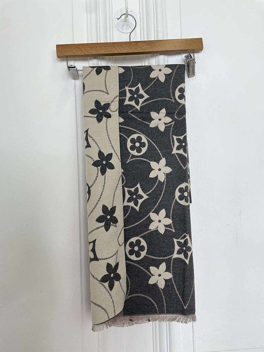 Malissa J Flower Logo Scarf - Grey