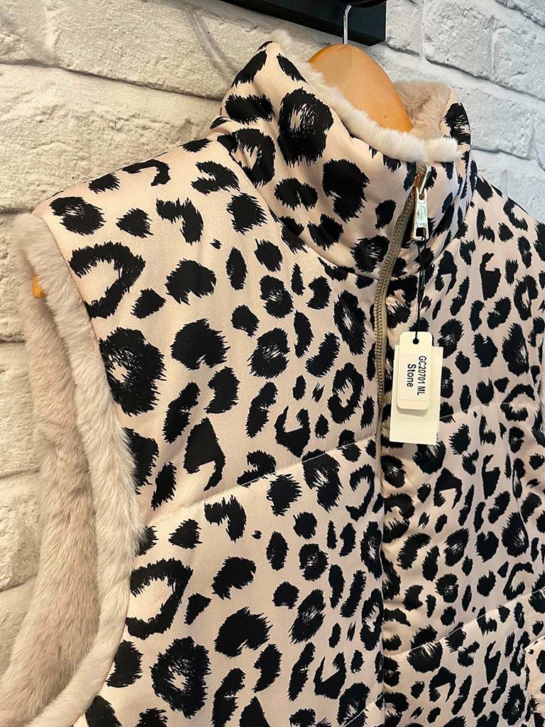 Malissa J Reversible Gilet - Stone Leopard
