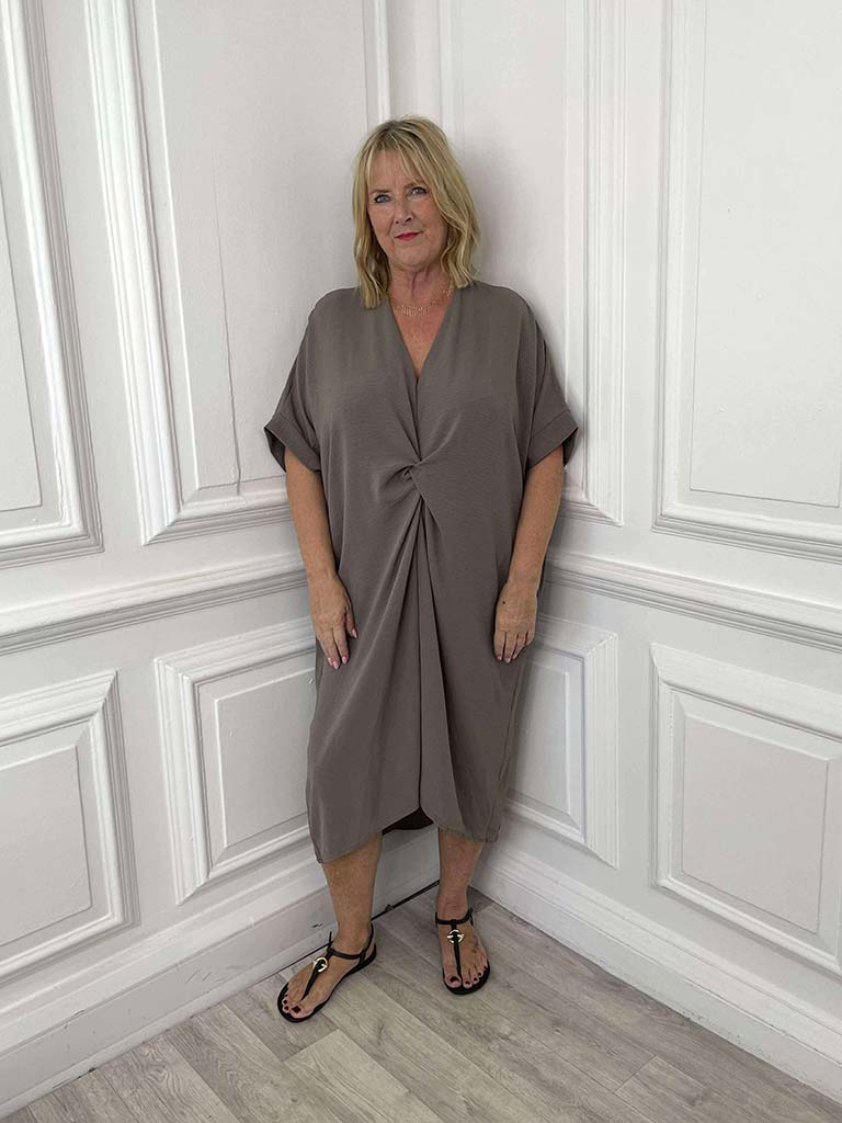 Twist Front Dress - Driftwood