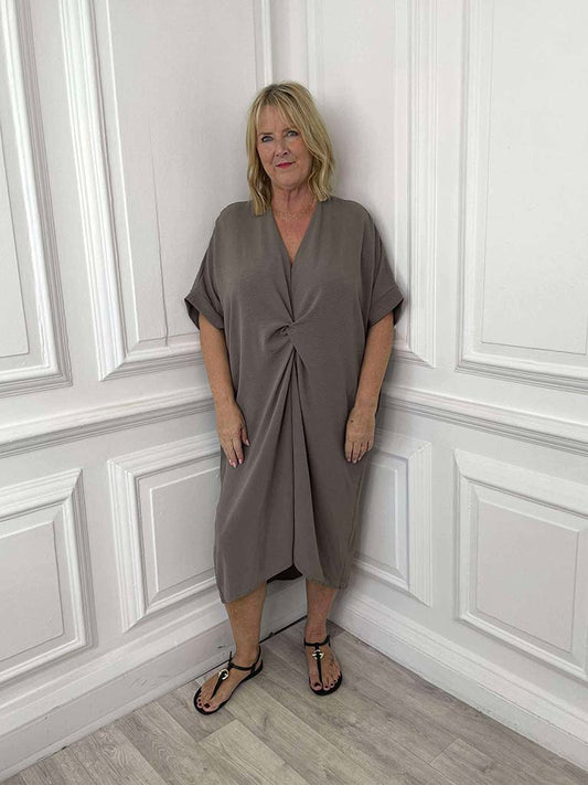 Twist Front Dress - Driftwood