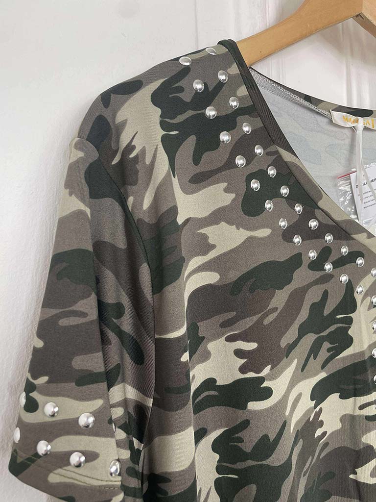 Malissa J Studded Tee - Camo