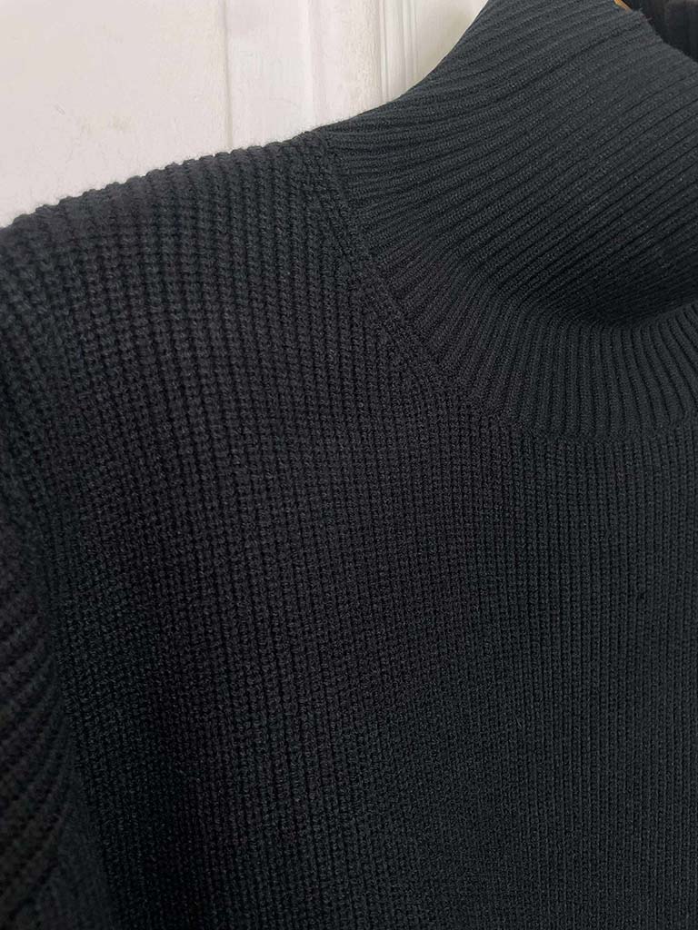 Malissa J High Neck Ribbed Knit - Black