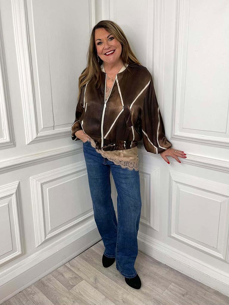 Harlequin Bomber Jacket - Chocolate