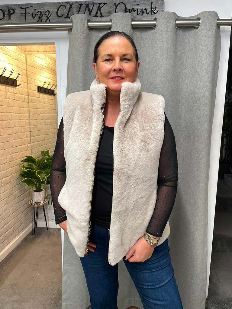 Malissa J Reversible Gilet - Stone Leopard