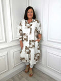 Mosaic Tile Shirt Dress - Chocolate