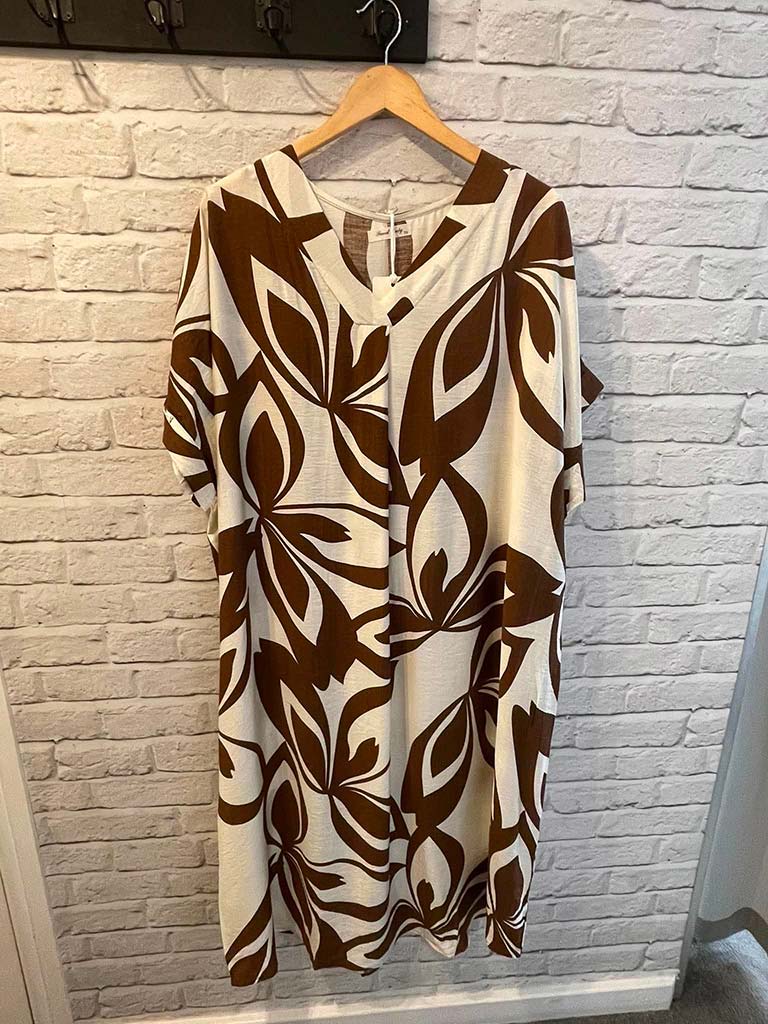 Bold Botanic Midi Dress - Chocolate