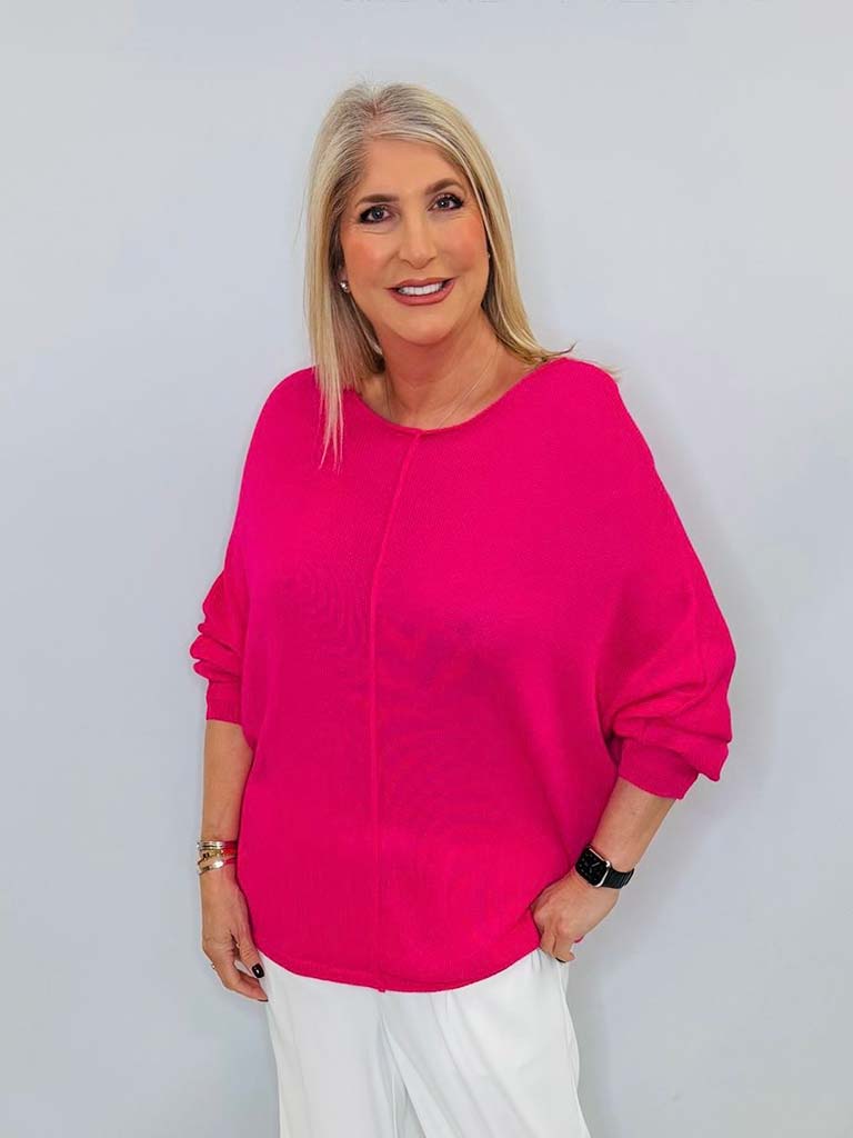 Malissa J Exposed Seam Knit - Hot Pink