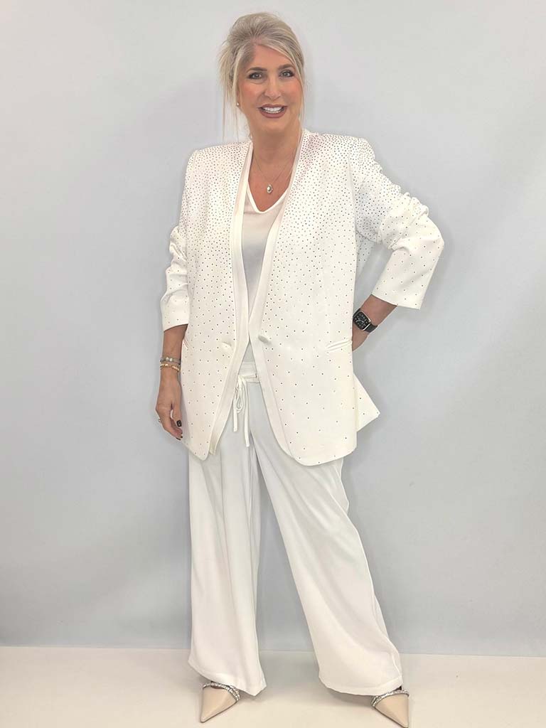 Malissa J Graduated Stud Blazer - Warm White