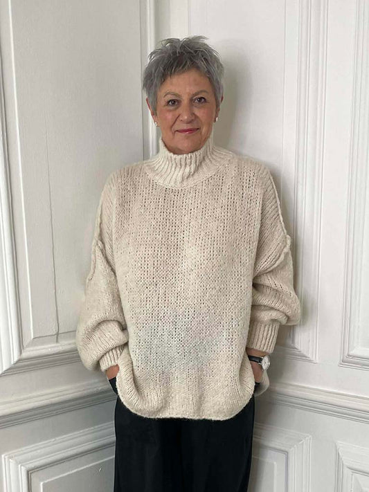 Chunky Exposed Seam Knit - Ecru