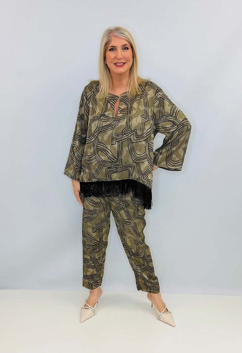 Malissa J Abstract Fisherman Trousers - Taupe