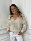 Relaxed Stripe Cardigan - Biscuit
