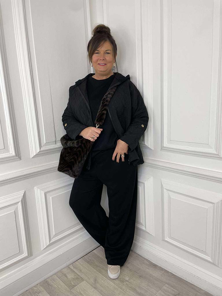 Quilted Hooded Jacket - Black