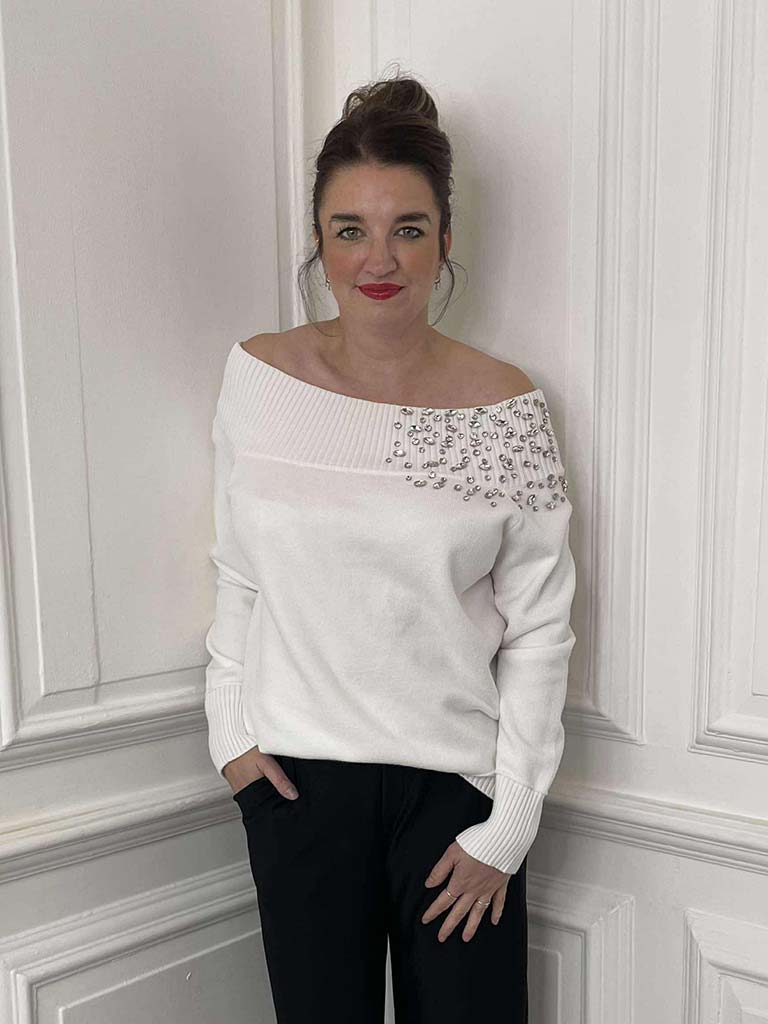 Malissa J Belle Bardot Knit - Winter White