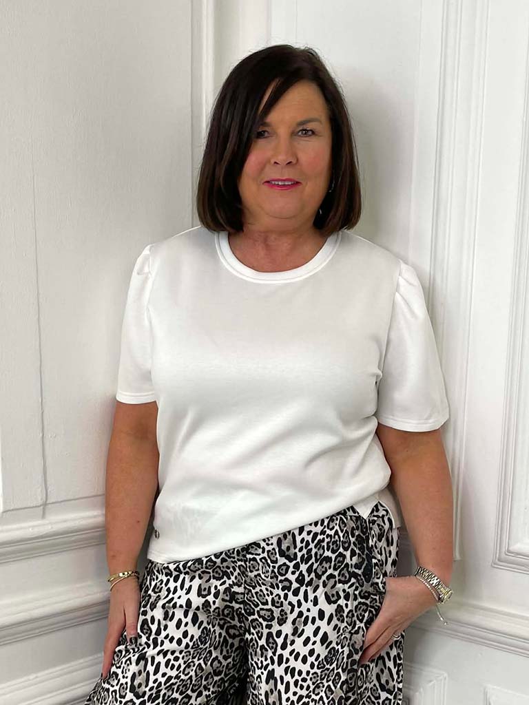 Malissa J Puff Sleeve Luxe Tee - Warm White