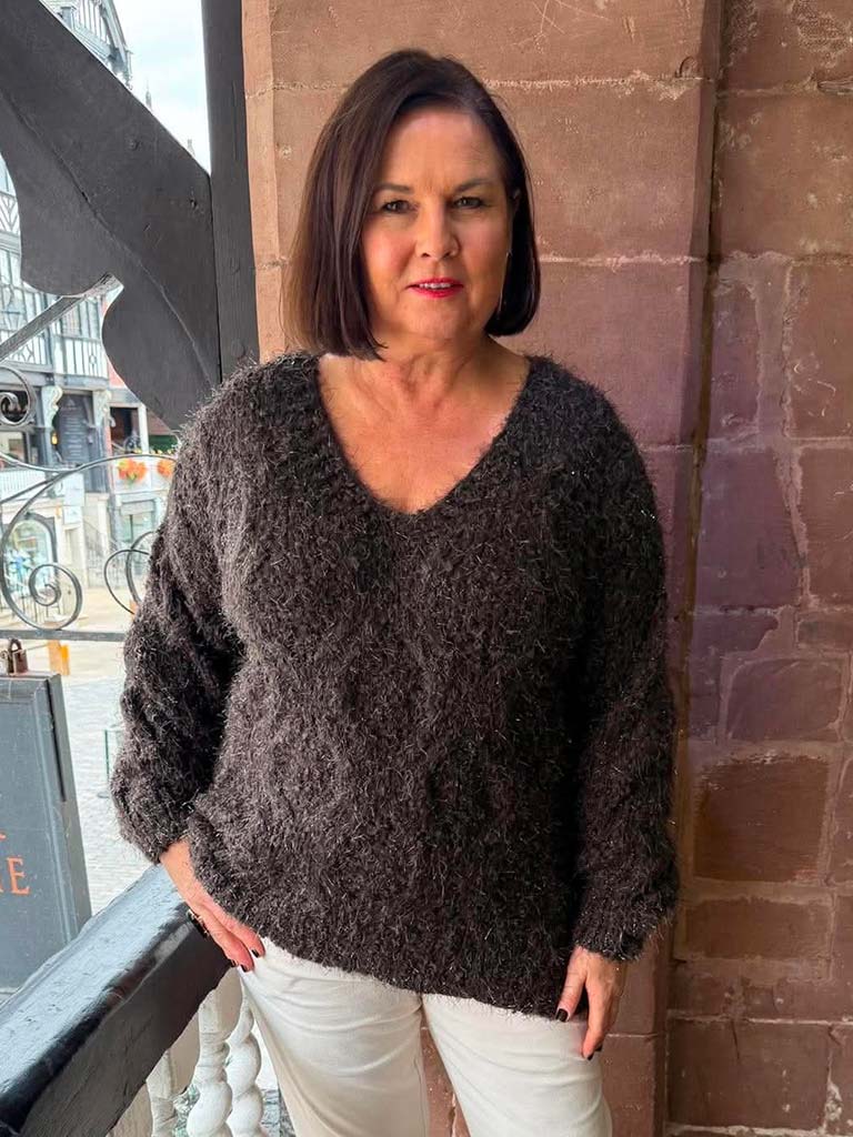 Malissa J Shaggy Shimmer Knit - Chocolate