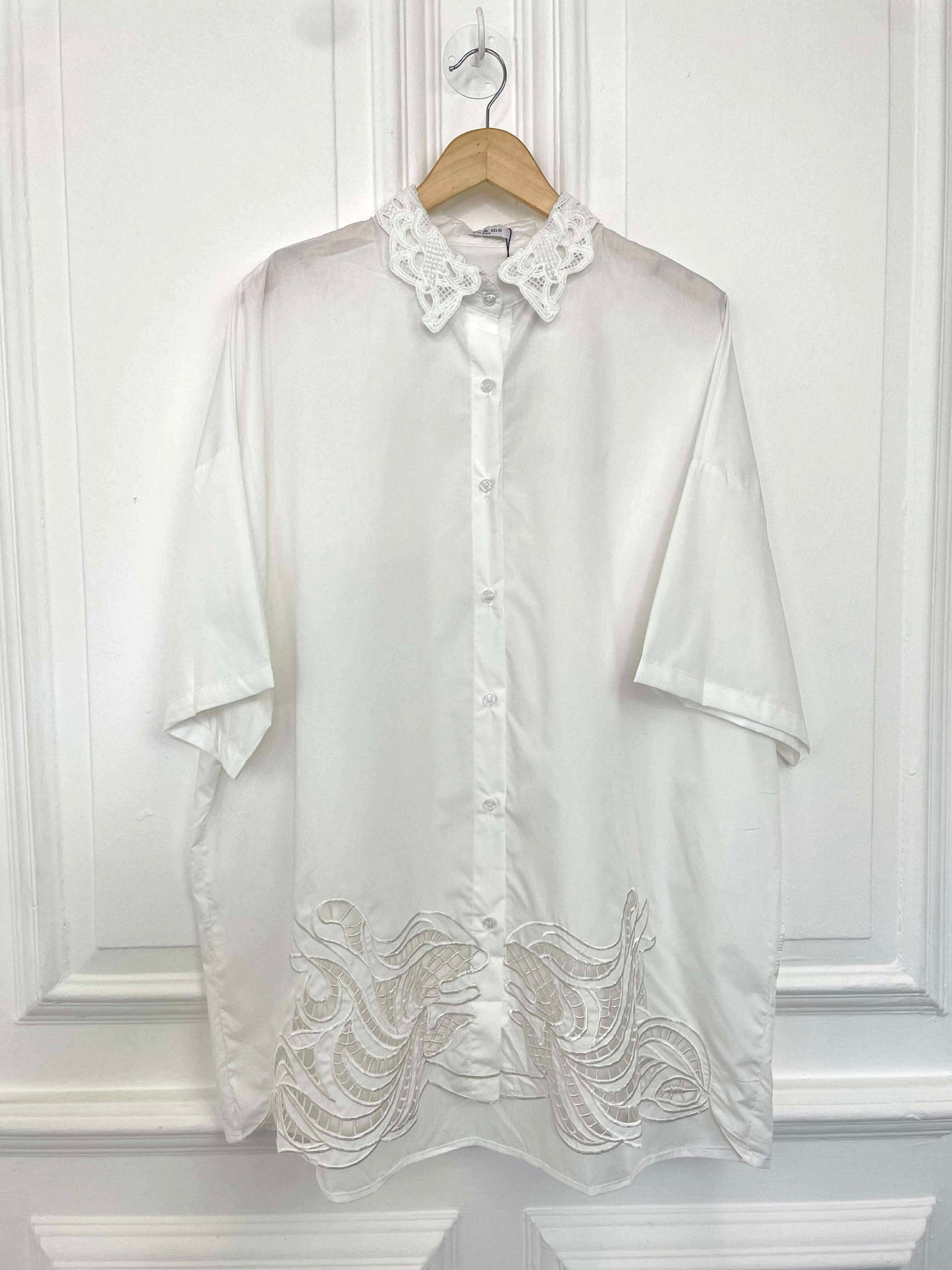 Broderie Anglaise Oversized Shirt - White